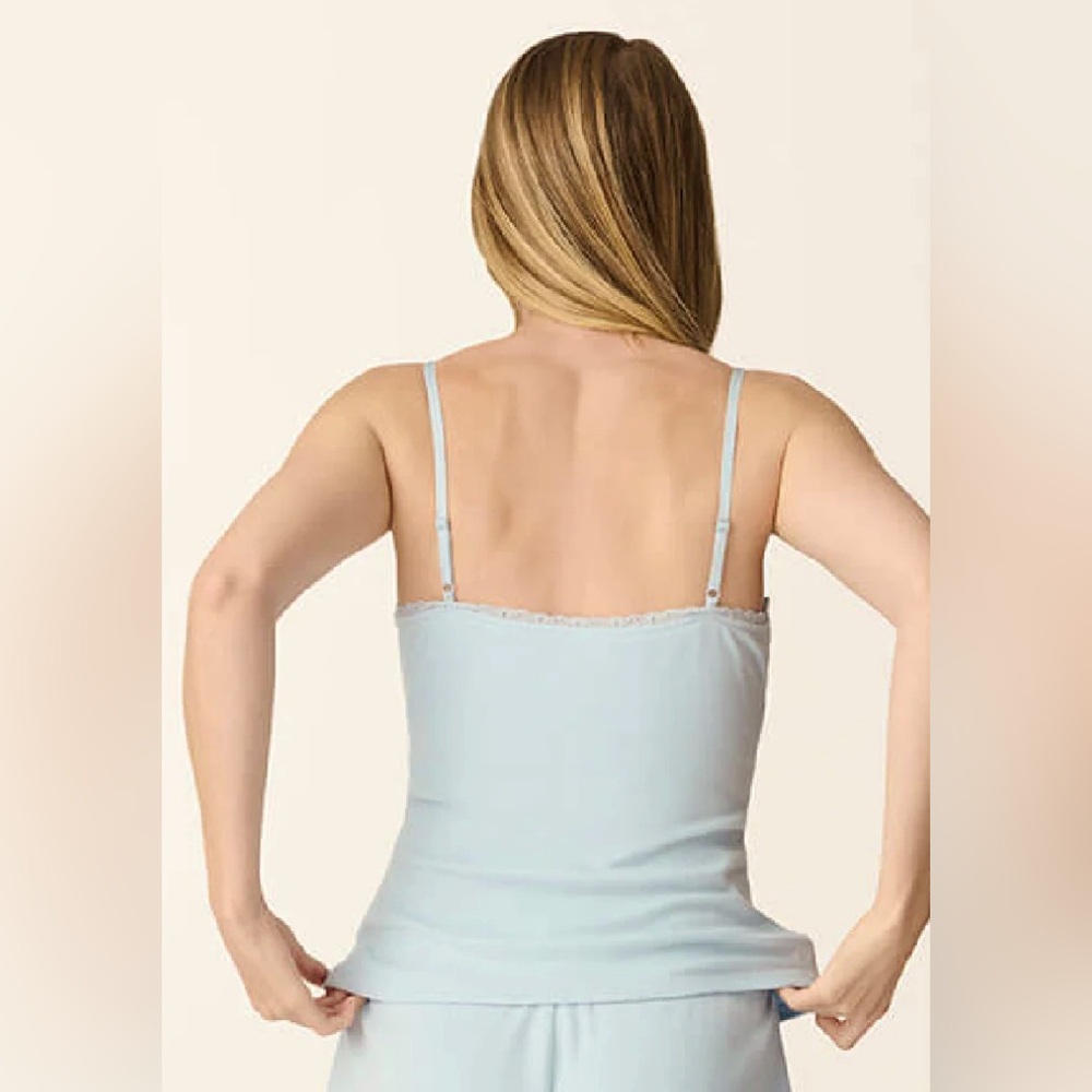 NWT [PJ Salvage] Pointelle Hearts Soft Lace Fitted Cami, Blue Haze Women’s Small - Picture 4 of 15